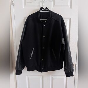 Billboard Vintage Varsity Jacket Leather Wool Made in Canada Black Coat Mens L